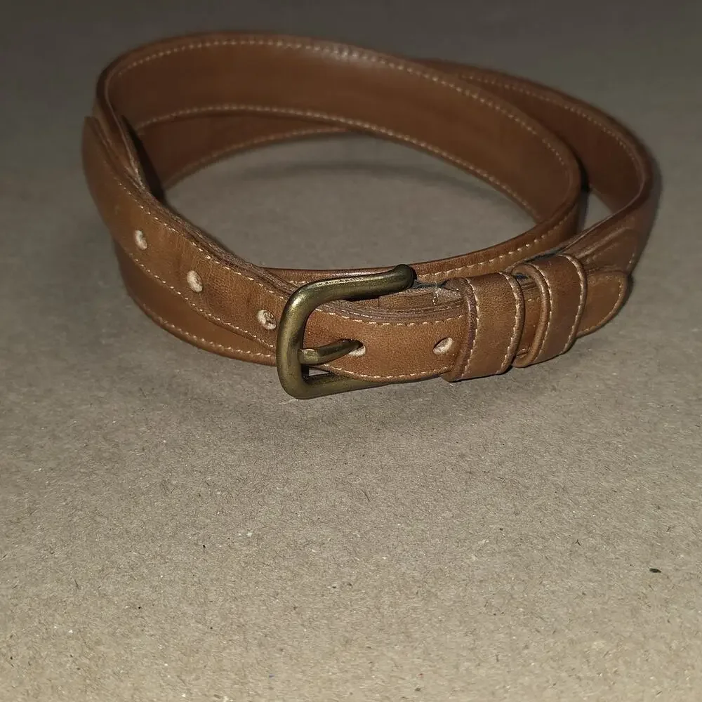 Vintage COACH British tan leather slim Ranger belt sz 32 Made in NYC, USA 114